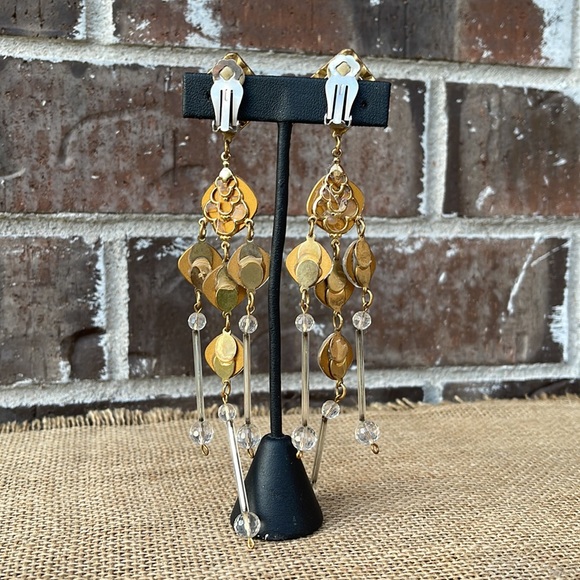 Long Chandelier Clip on Earrings - Picture 5 of 12